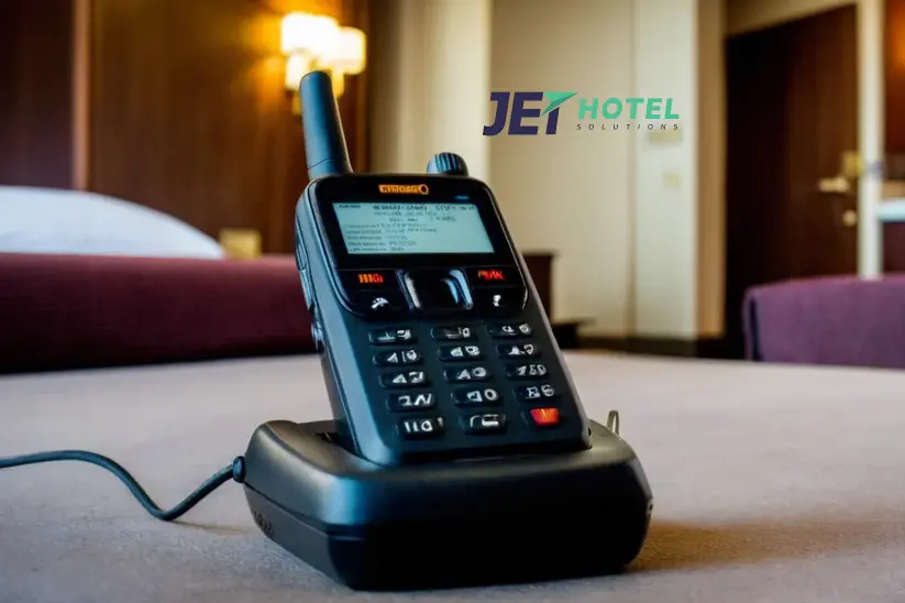 a walkie-talkie in a hotel