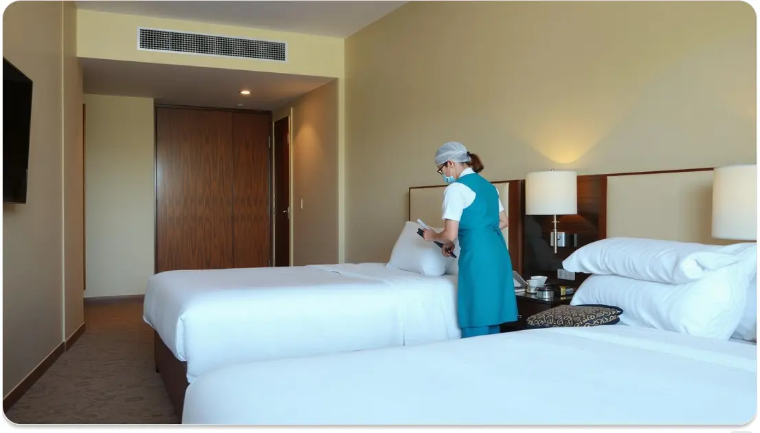 Hotel staff, especially a housekeeper who often works alone 